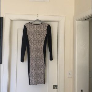 Oasis Textured Ponte wiggle Dress - Black/ivory